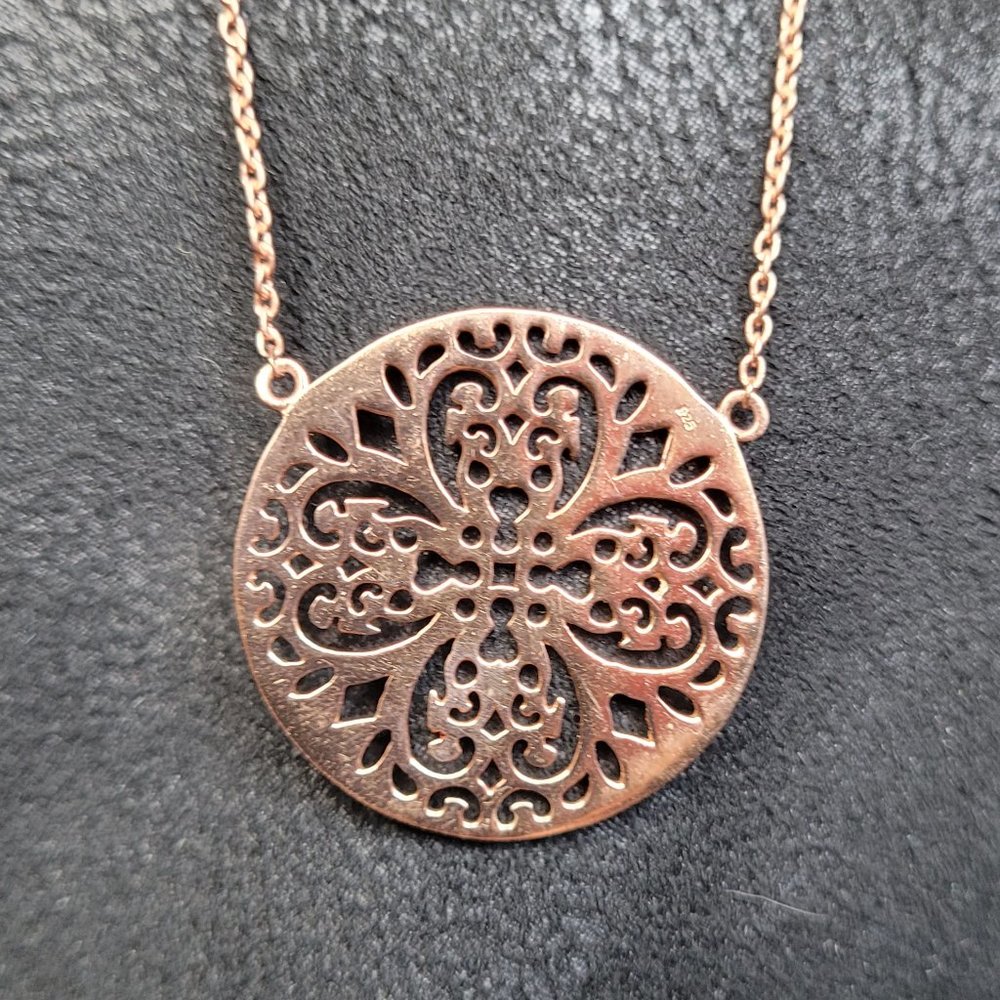 Unique Boho-Style Mandala Rose Gold Necklace